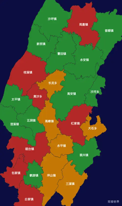 echarts重庆市垫江县地图渲染效果实例